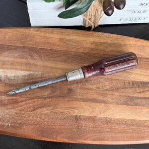 Vintage Wood Handle Carbon Steel Phillips Screwdriver Made in USA , VGC